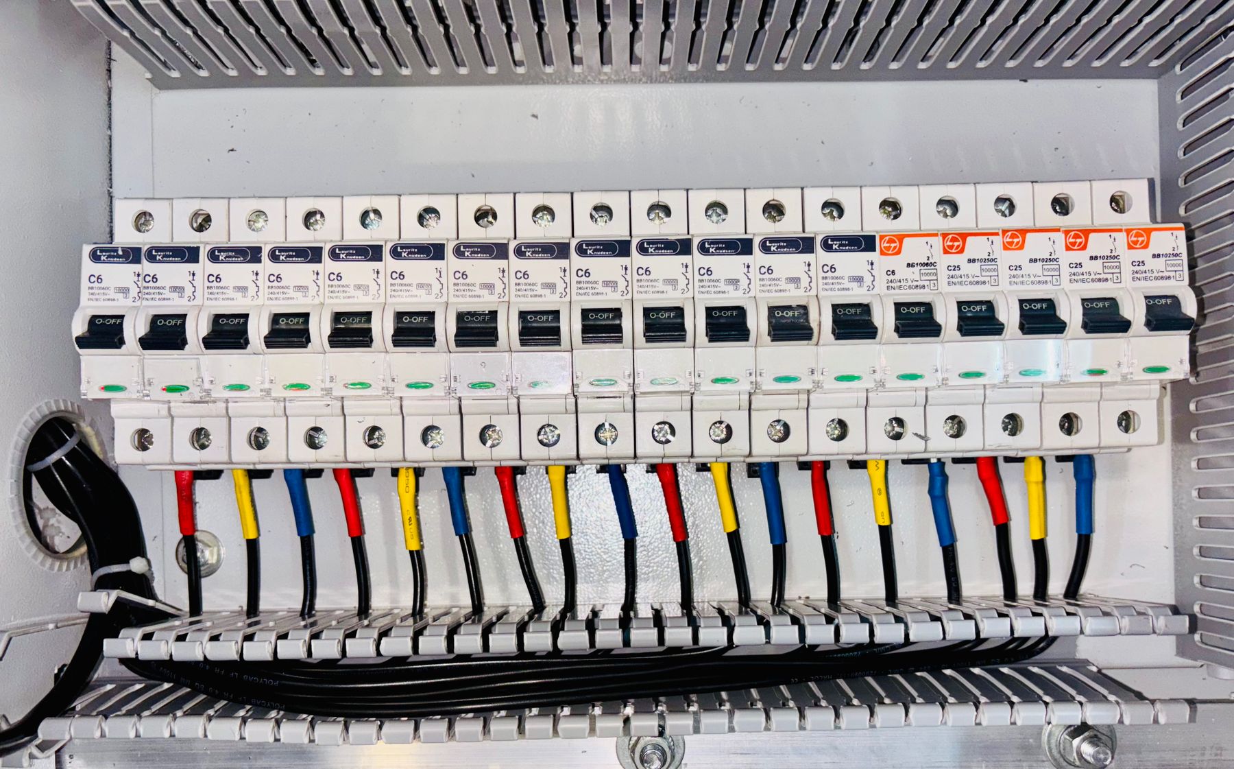 Cleanly organized residential electrical panel